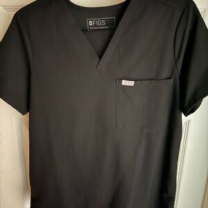 Figs Classic Black V-Neck Scrub Top